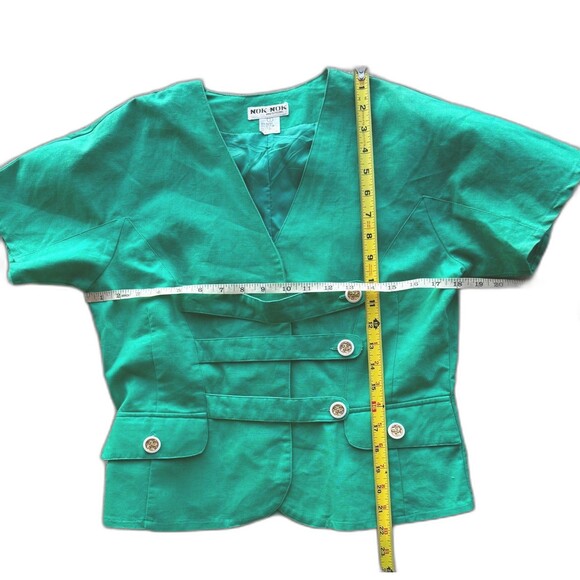 Linen Button Front Blazer Pockets Women Size 7 Ramie Cotton Preppy Office - Picture 5 of 5